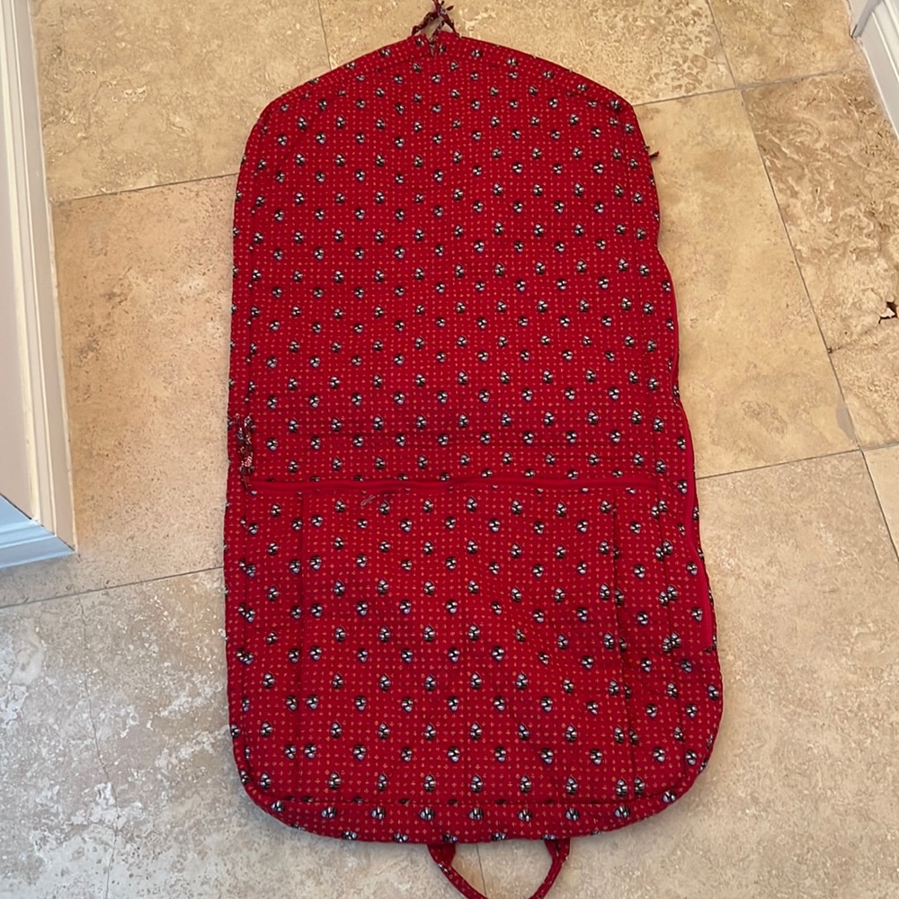 Vintage Vera Bradley Provincial Red Large Quilted Cotton Garment Travel Bag